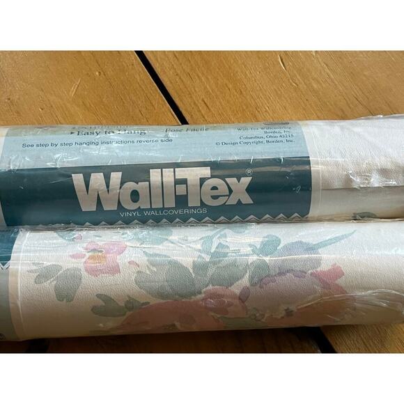 NEW!Lot of 2 Vintage Wall-Tex fabric backed vinyl wallcoverings. floral.120sq ft - Picture 1 of 5